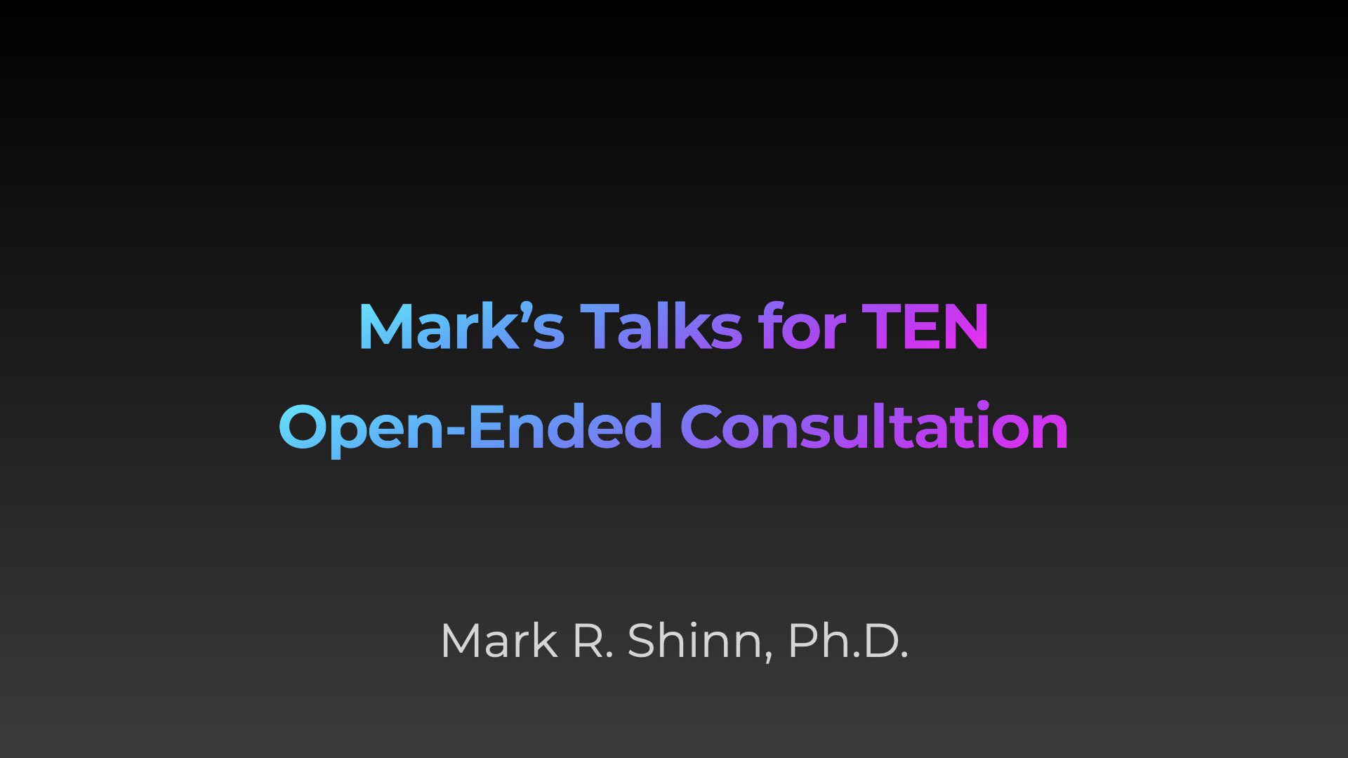 A black background with the words mark 's talks for ten open-ended consultations.