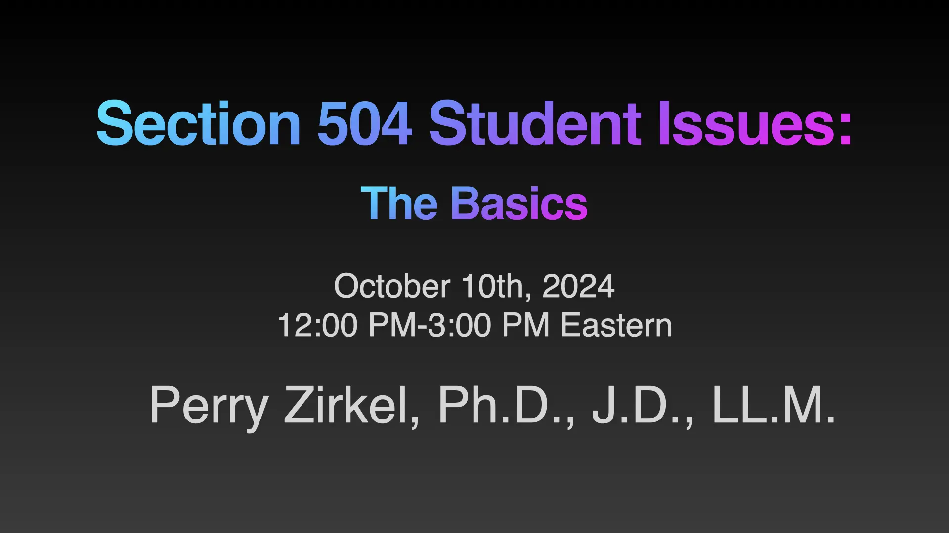 Perry Zirkel Webinar 504 Only.001